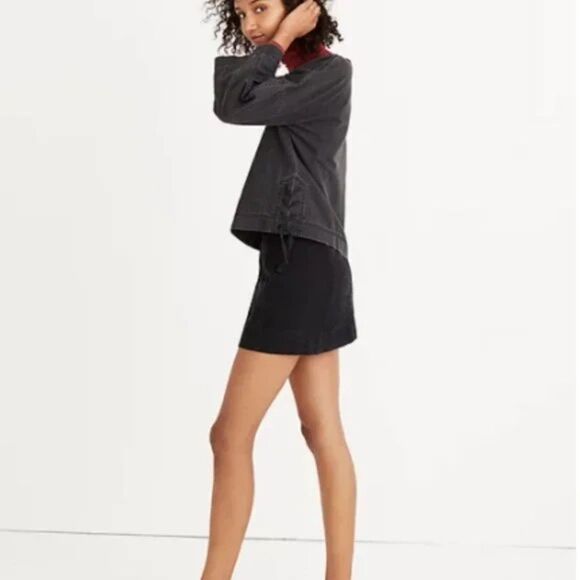 Madewell Women's Denim Side-Lace Top in Sloane Black Fadeout - Size XXS - Picture 5 of 13